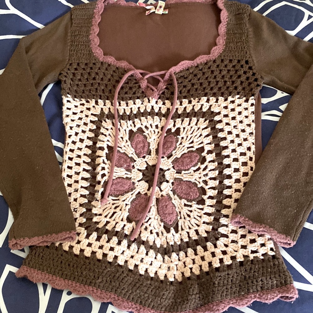 Crochet detail sweater